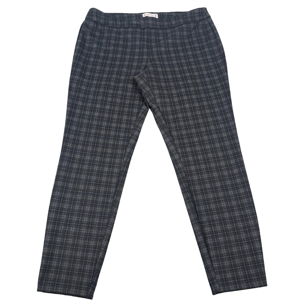 Nanette Lepore Pants Womens L Gray Plaid Pull On Stretch Dark Academia Career
